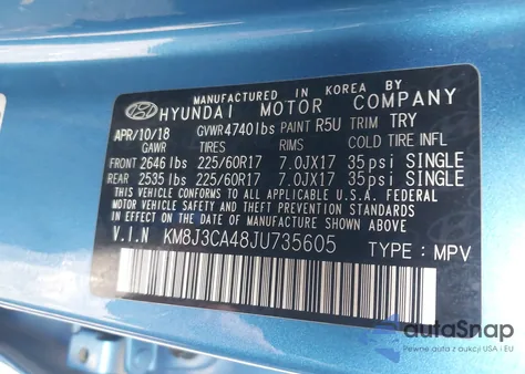 2018 Hyundai Tucson Sel из США, поврежденный, VIN KM8J3CA48JU735605